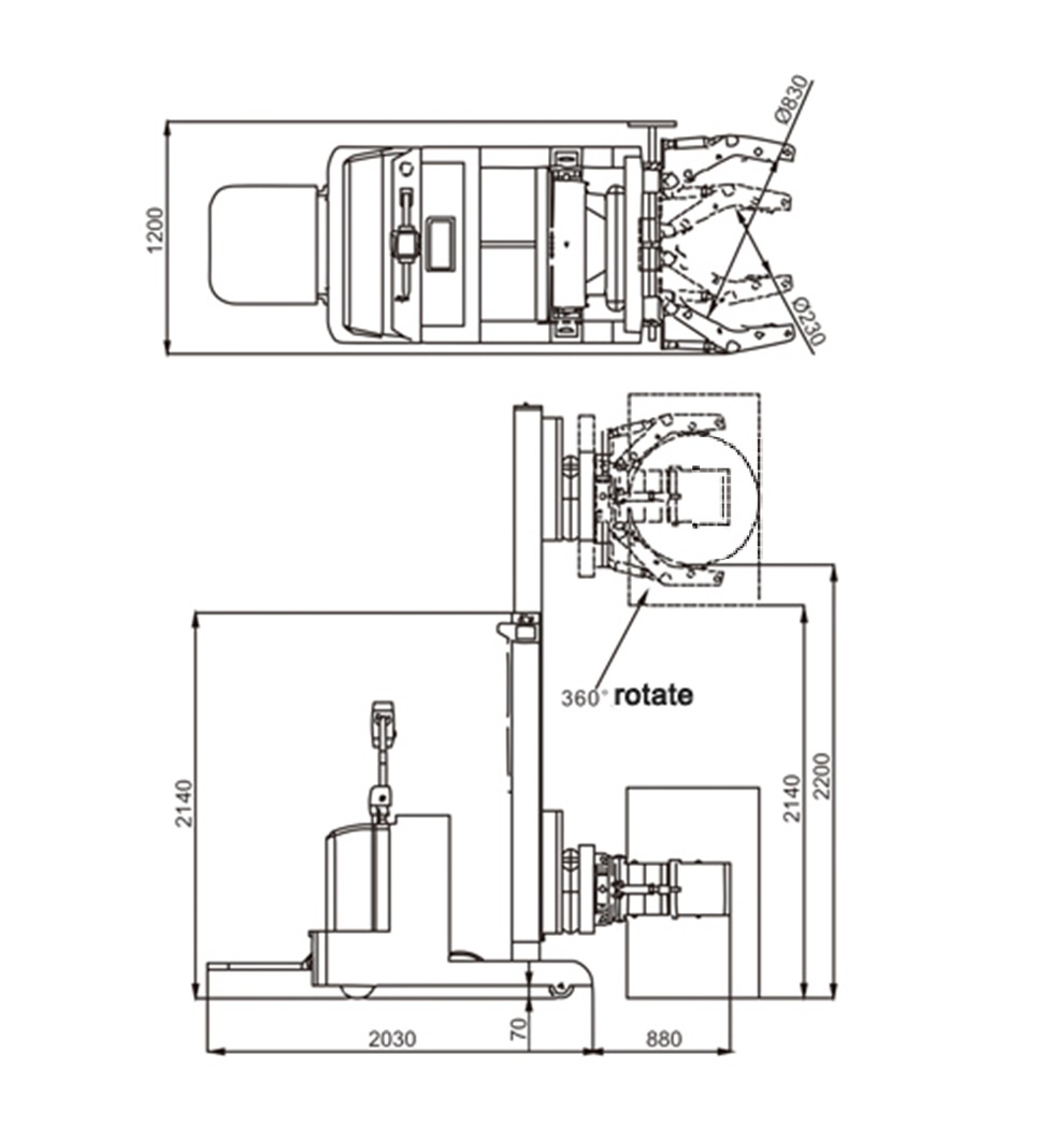 YL800 full electric drum rotator drawing